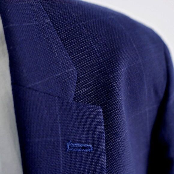 Tommy Hilfiger Blue Wool Polyester Unconstructed Shoulder Windowpane Blazer 42R - Picture 2 of 15